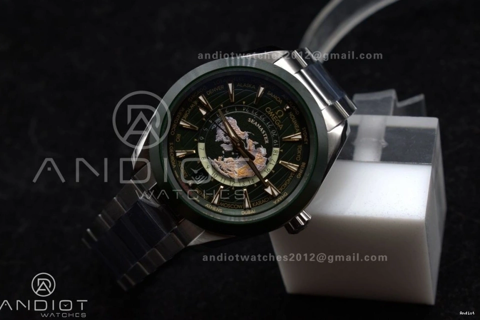 Worldtimer Best Green on A8938 Aqua 1:1 Bracelet Terra 43mm GMT SS Clone Super VSF Edition Ceramic 1123